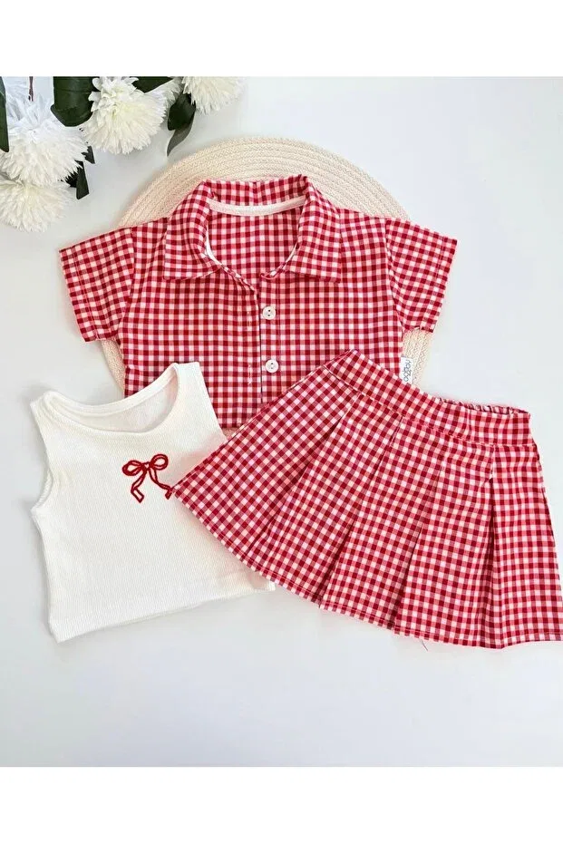 Детский комплект для девочек с принтом Basics Bobby Baby, Red — фото 2