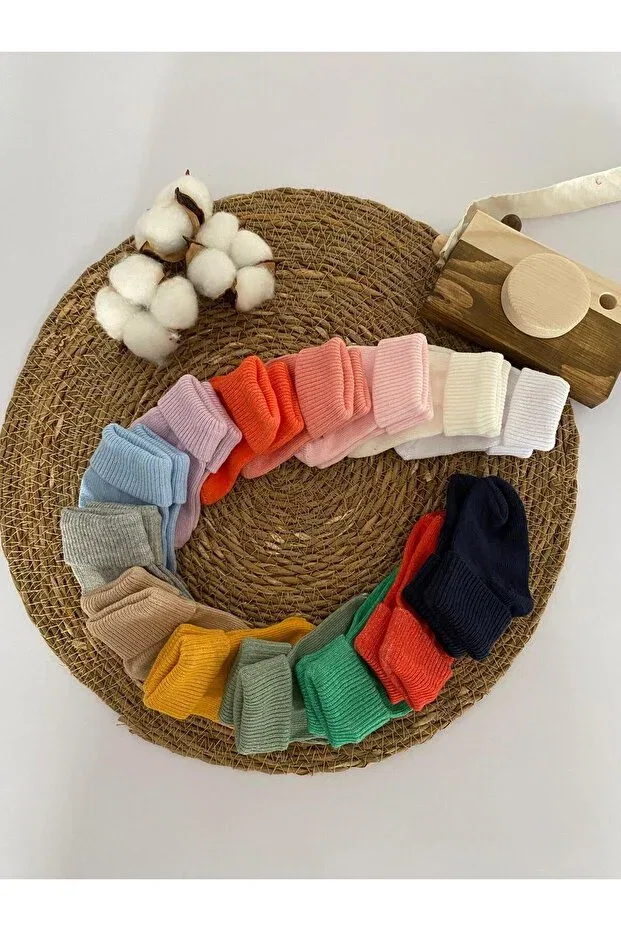 Детские носки для новорожденных хлопковые 5 пар Organic cotton unisex 5-piece premium newborn baby socks Glory Baby, Ecru-Pink-Purple-Orange-Soman — фото 3