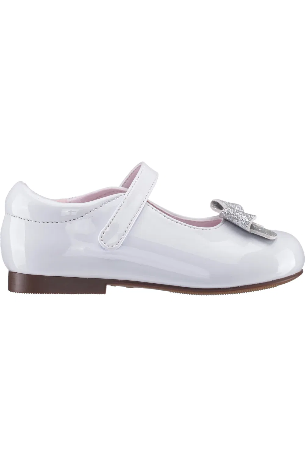 Туфли детские с бантом Emee Mary Jane Flat Nina, White Patent Glitter — фото 3