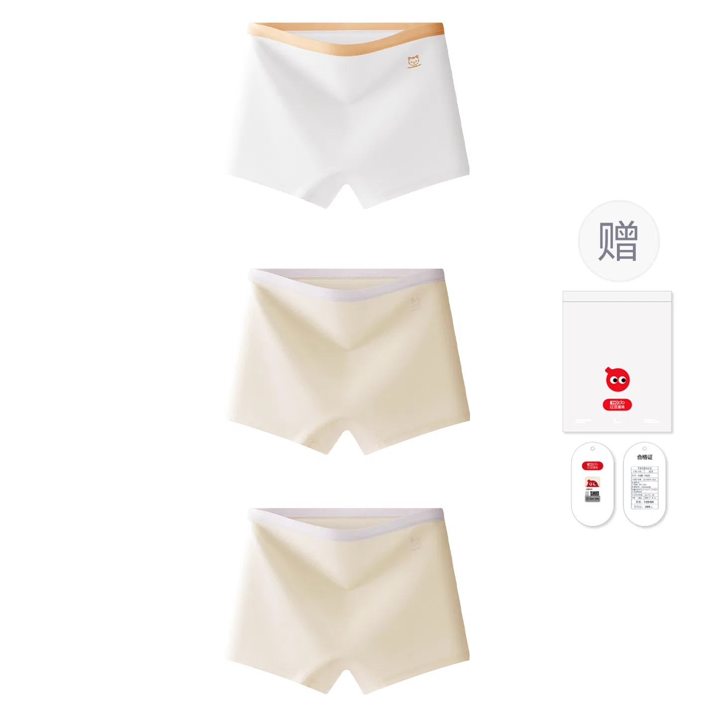 Детские трусы для девочек хлопковые A-класса Red bean, Цвет: 3 white + light yellow + light yellow