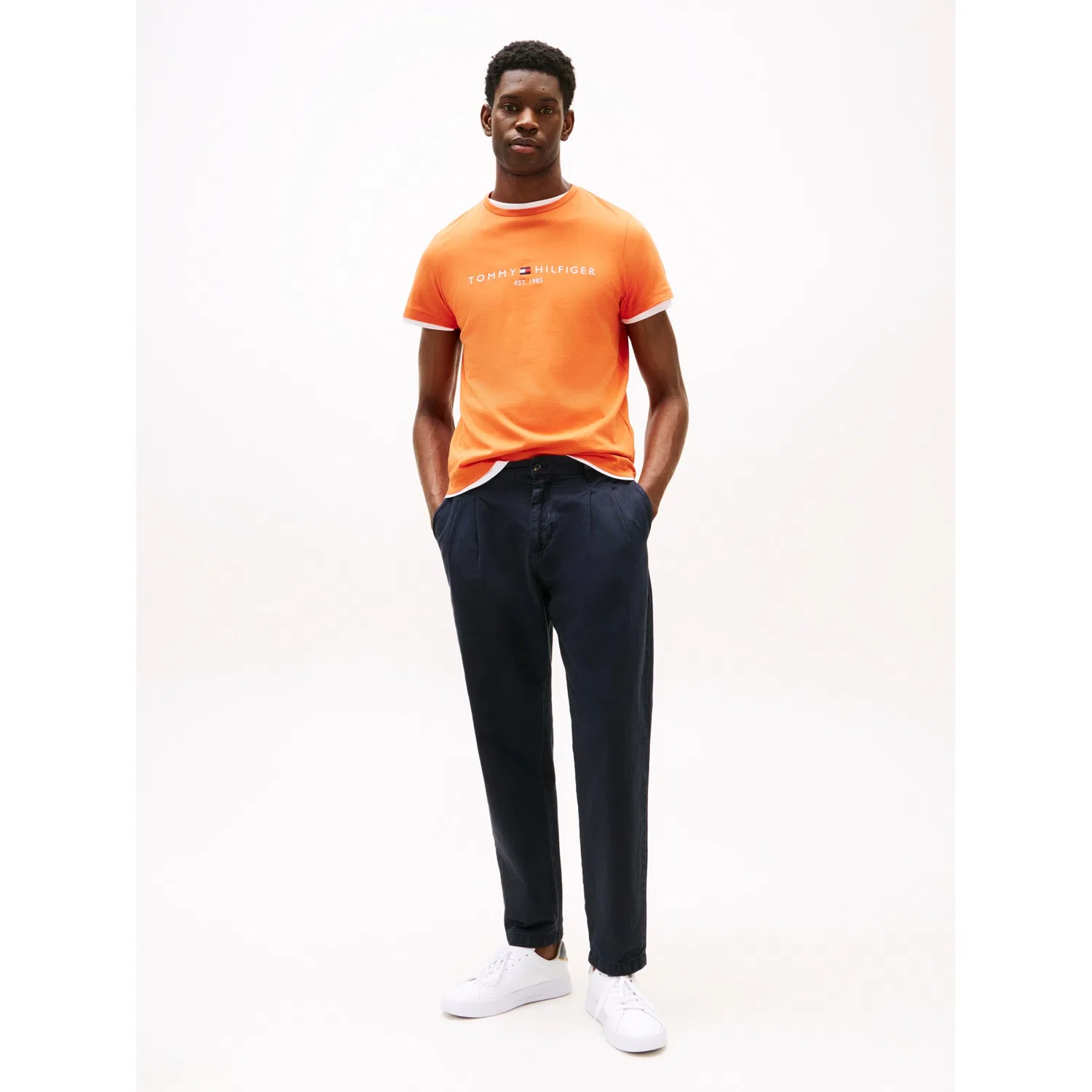 Мужская хлопковая футболка с логотипом Tommy Hilfiger, Brilliant Orange — фото 3