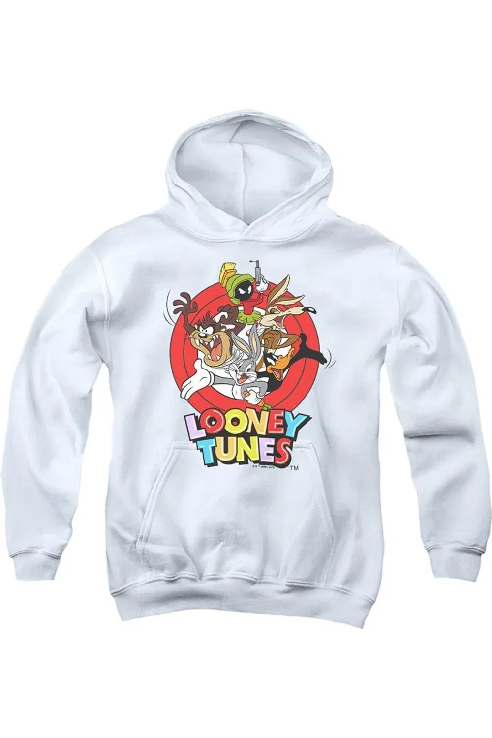 Детское худи с капюшоном с принтом Looney Tunes Group Characters Gildan, White