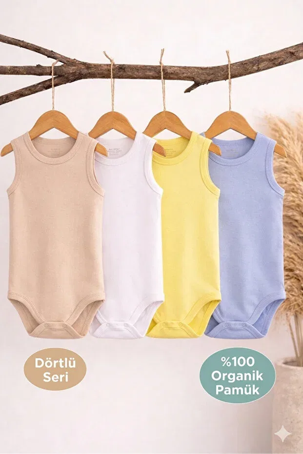 Детское боди-комбинезон для новорожденных хлопковый набор 4 шт Baby Nife, White