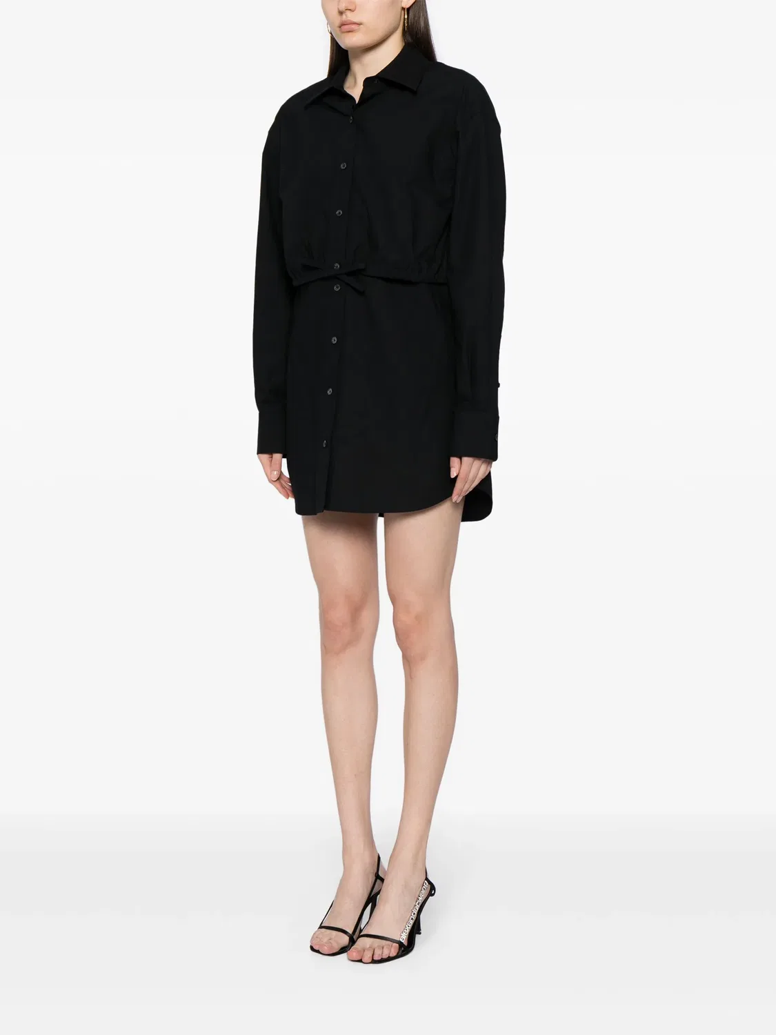 Слойное хлопковое платье-рубашка Alexander Wang, черный — фото 2