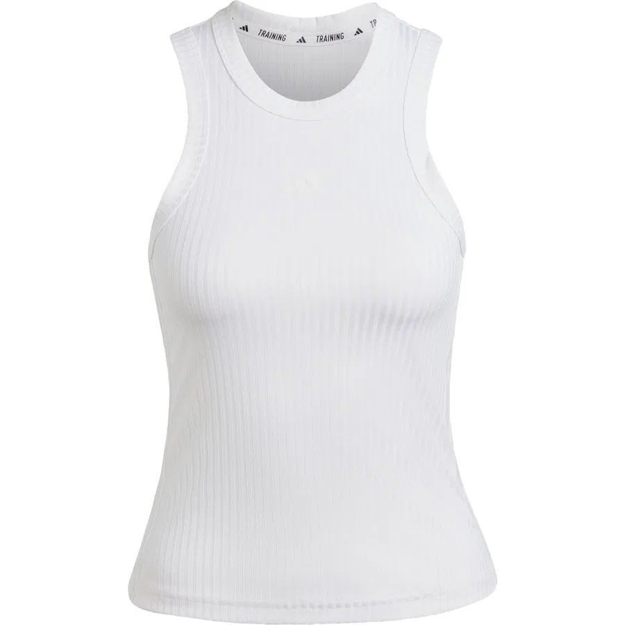 Женский топ-майка с длинным рукавом Performance All Gym Seasonal Rib Tight Fit Tonal 3-Stripes adidas, Белый