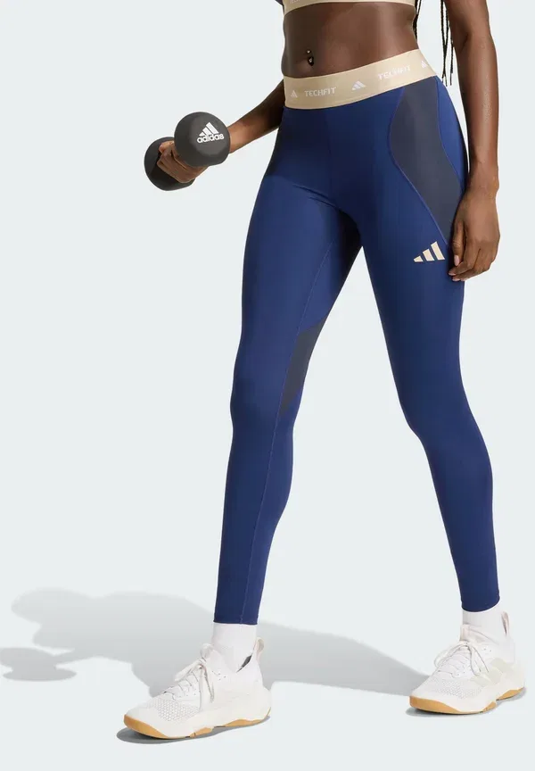 Леггинсы Techfit для тренировок с цветными блоками 7/8 - леггинсы Adidas Performance, темно-синий