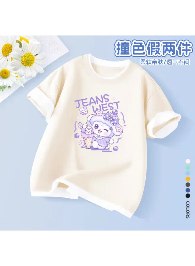 Футболка с принтом оверсайз для девочек, цветной блок, Jeanswest, белый — фото 2