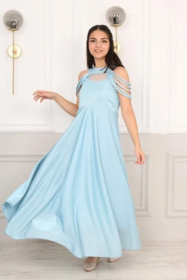 Детское платье для девочек с длинным рукавом Asortix, Baby Blue — фото 2