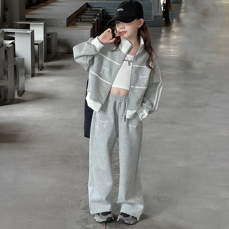 Детский спортивный комплект с воротником-стойкой MADALLO, Gray Two-Piece Set — фото 3