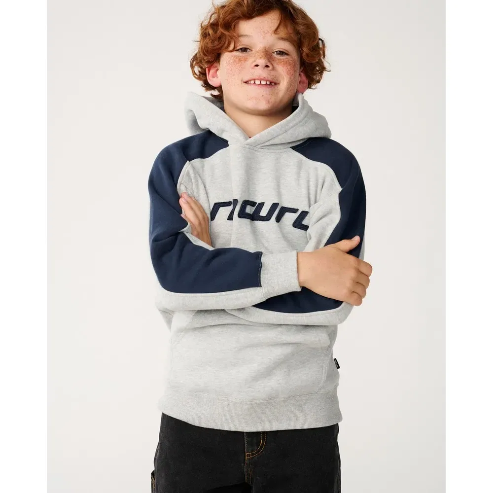 Детское худи на молнии с принтом Archive Panel Hoodie Rip curl, Grey — фото 3