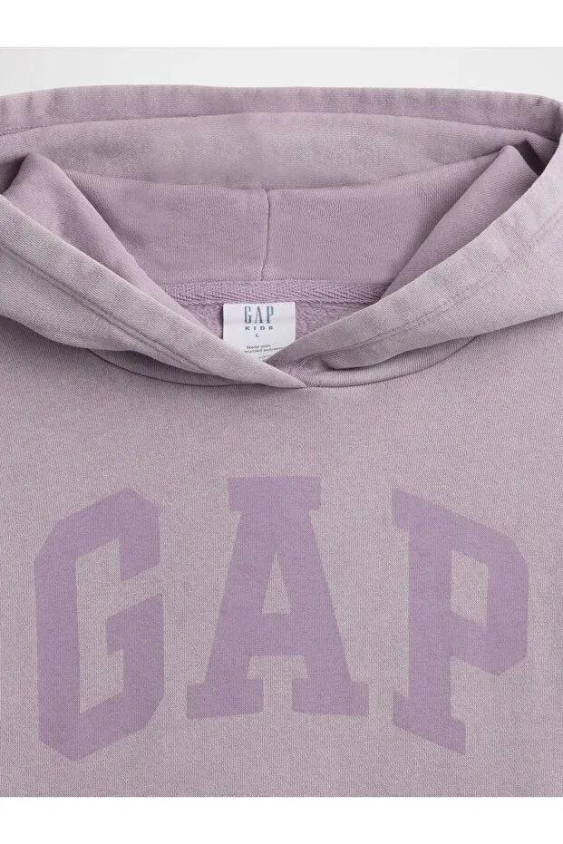Детское худи для девочек с принтом Vintagesoft Relaxed Logo Gap, Purple — фото 3