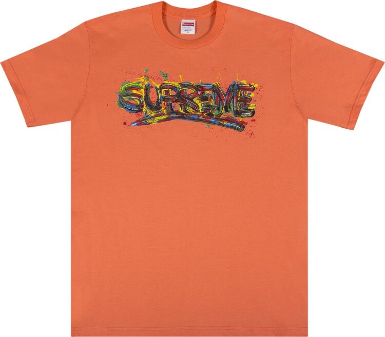 

Футболка Supreme Paint Logo Tee 'Neon Orange', оранжевый