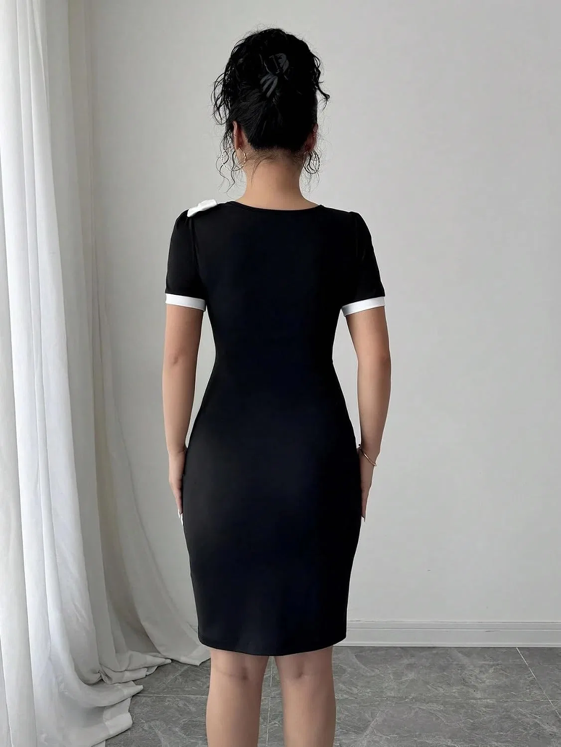 Женское облегающее мини-платье с узлом Bodycon, Black — фото 2