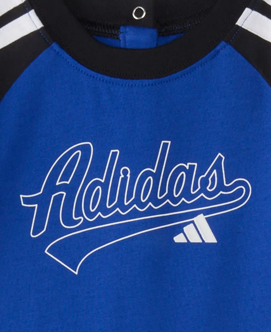 Детский комбинезон-слип с длинным рукавом, с принтом, Classic Raglan adidas, Bright Blue — фото 3