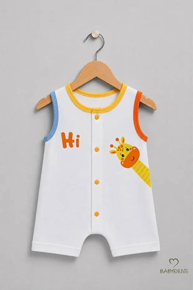 Детское боди-комбинезон для мальчиков с принтом Baby boy rompers summer cotton shorts Babyden'S, Giraffe — фото 4