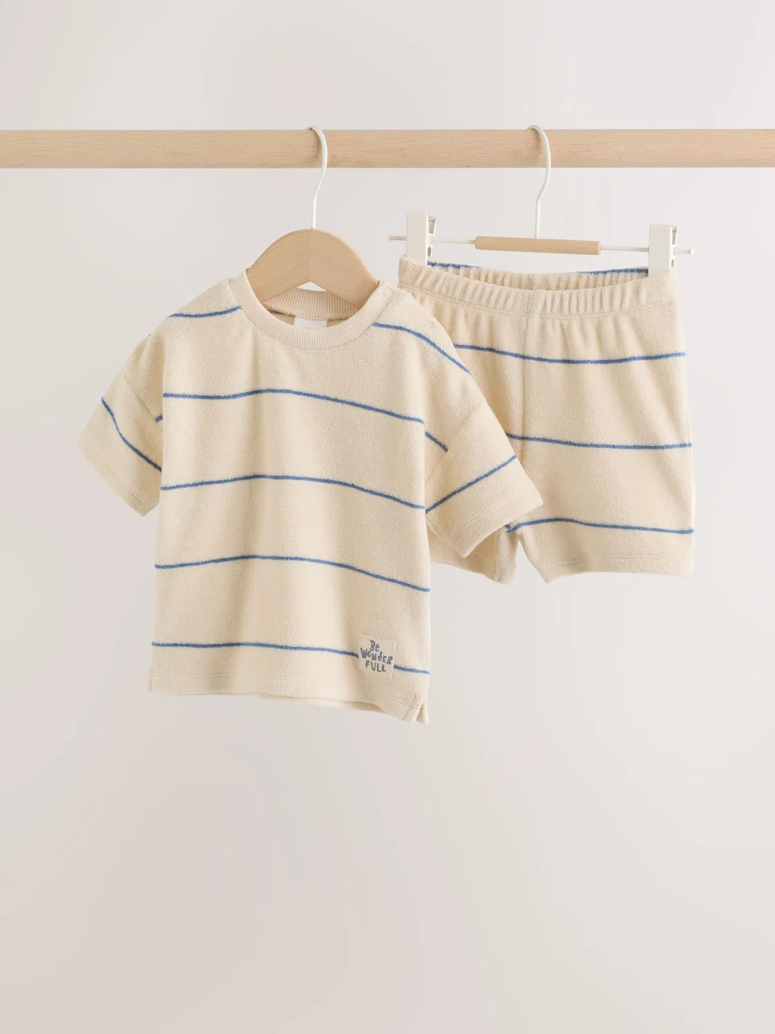 Комплект из топа и шорт, махровый, Neutral/Blue Stripe Next