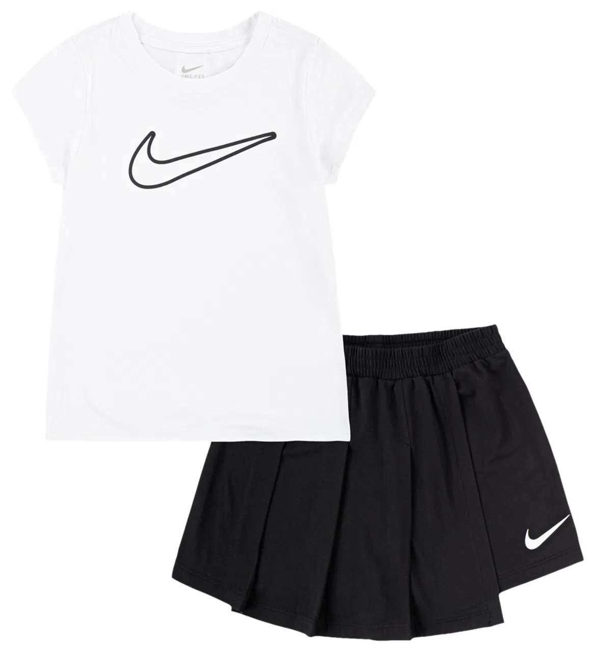 Детский спортивный комплект футболка и юбка-шорты Nike All Day Play Skort Set, белый/черный