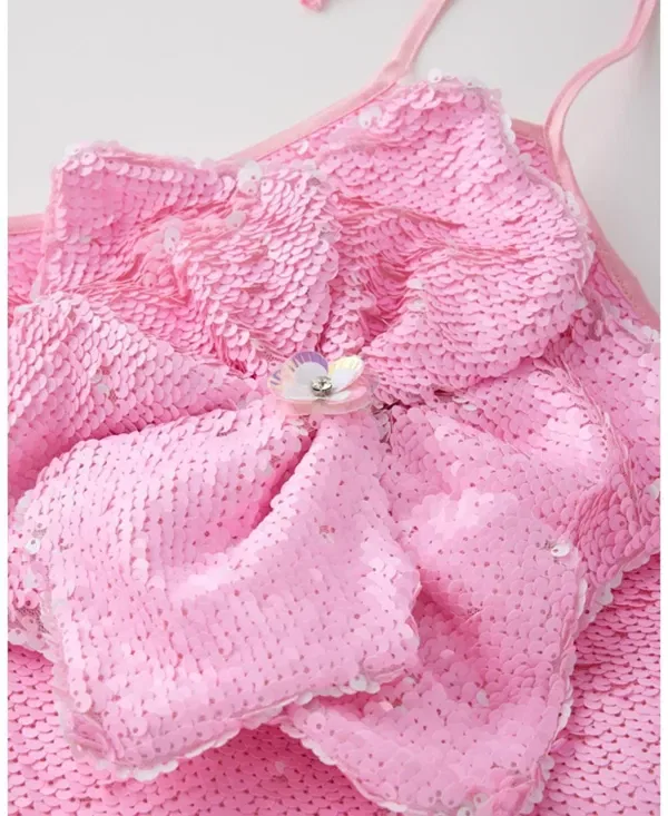 Детское платье для девочек с пайетками Valery Sequin Mini Dress Marlo Kids, розовый — фото 4