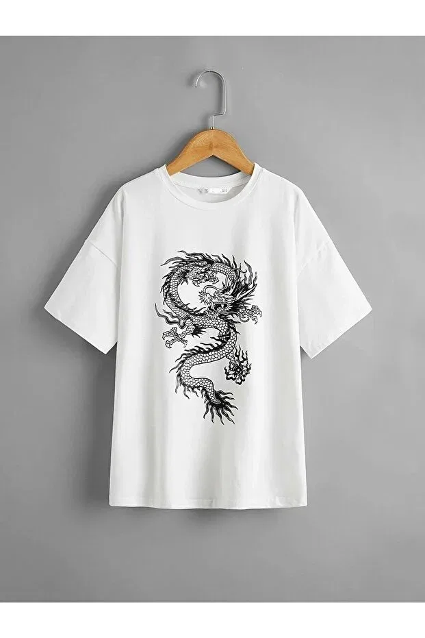 Детская футболка с принтом Dragon Svart Wear, White