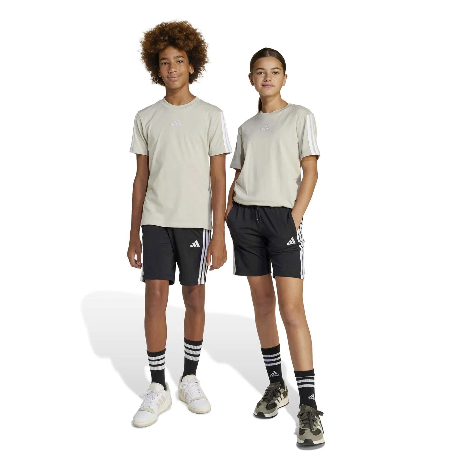 Детские шорты с принтом Adidas Sport J 3S Kn Sh 210, цвет Black White — фото 2