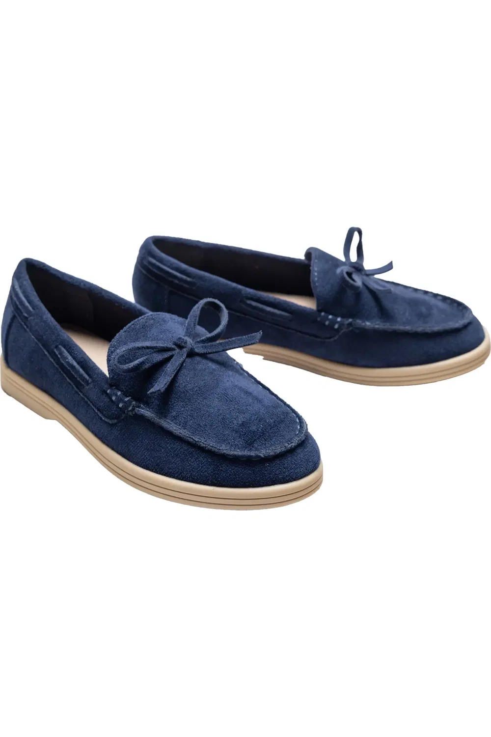 Детские туфли мокасины на плоской подошве Suede Moccasin Loafers MOUSTACHE, Navy — фото 3