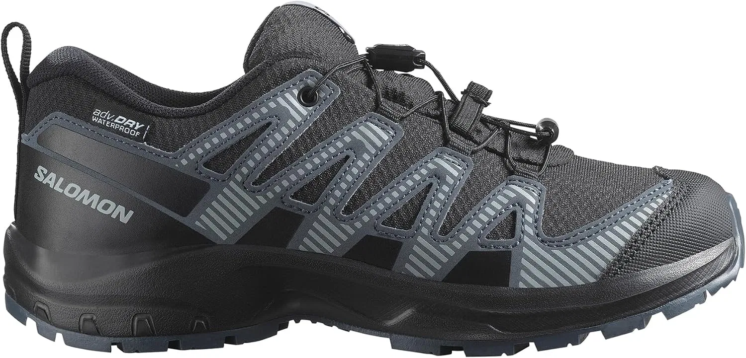 Детские кроссовки для бега по бездорожью XA Pro V8 Mid Waterproof Salomon, Black/Turbulence/Quarry — фото 2