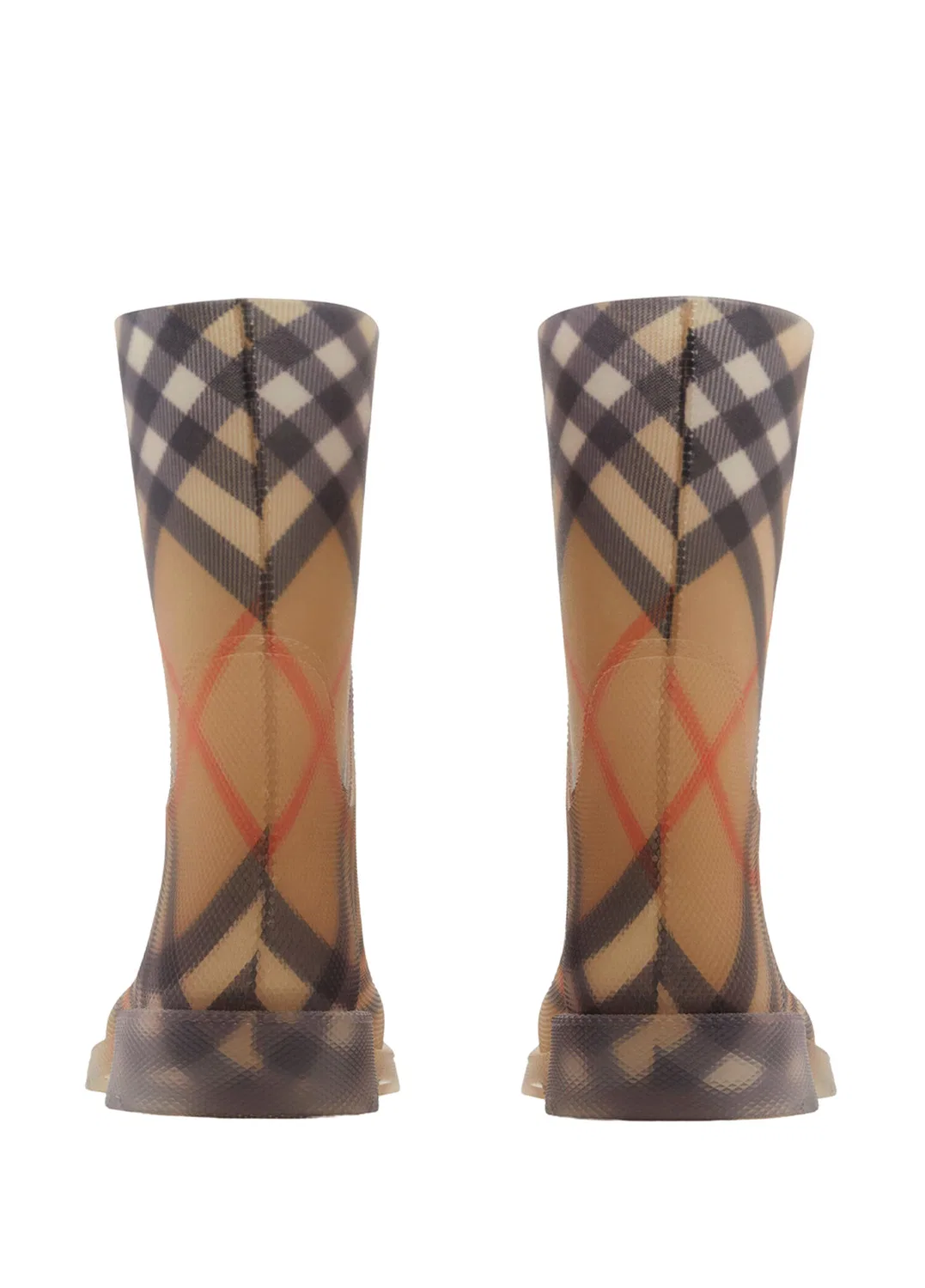 Сапоги резиновые Burberry Check Rubber Marsh High, бежевый — фото 4
