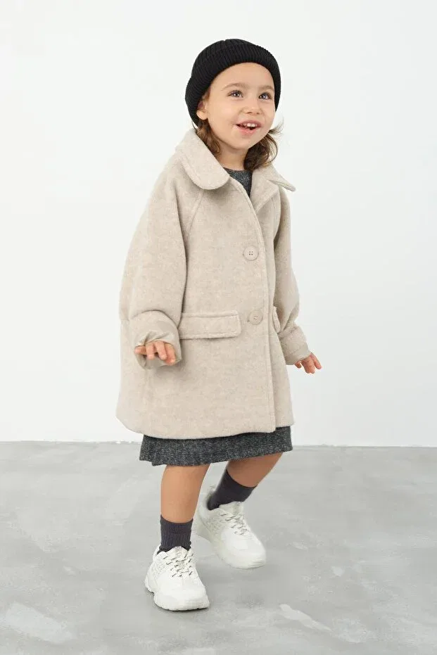 Детское пальто для девочек с лацканом Mioma Kids, Beige