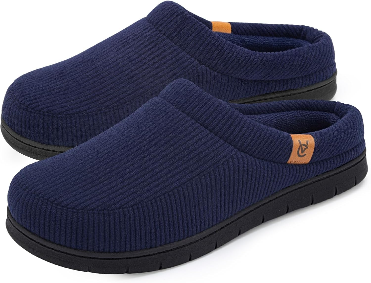 

Мужские мокасины-тапочки VeraCosy, удобные, мягкие и прочные, для дома с амортизирующей подошвой из пены с эффектом памяти, темно-синий