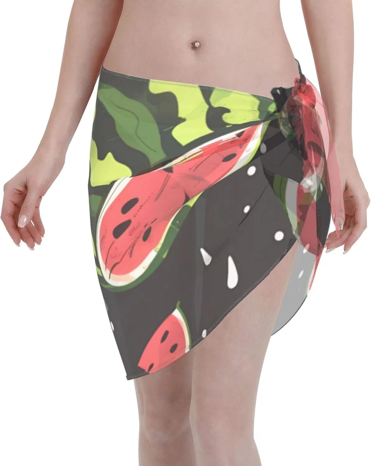 Женский пляжный парео с ракун принтом, Watermelon