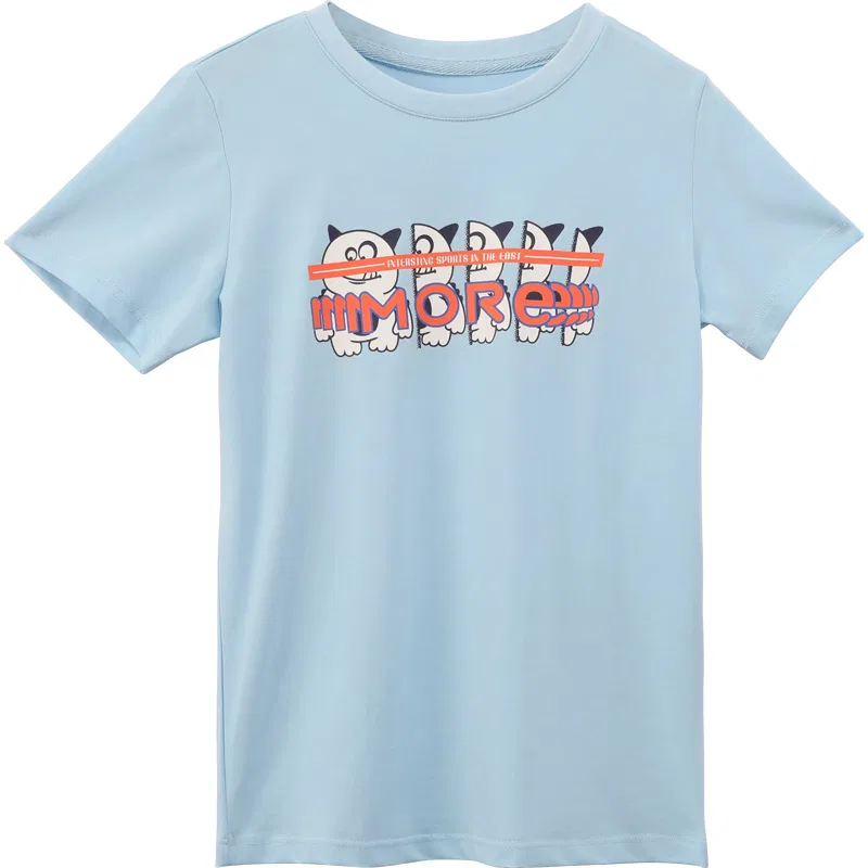 Детская футболка с принтом Red bean Red Bean Cartoon Letter Print, Light Aqua Blue
