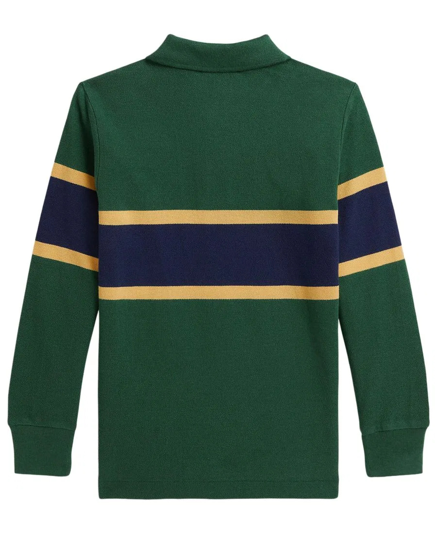 Детская рубашка-поло с длинным рукавом, в полоску Polo Ralph Lauren, Verano Green Multi — фото 2