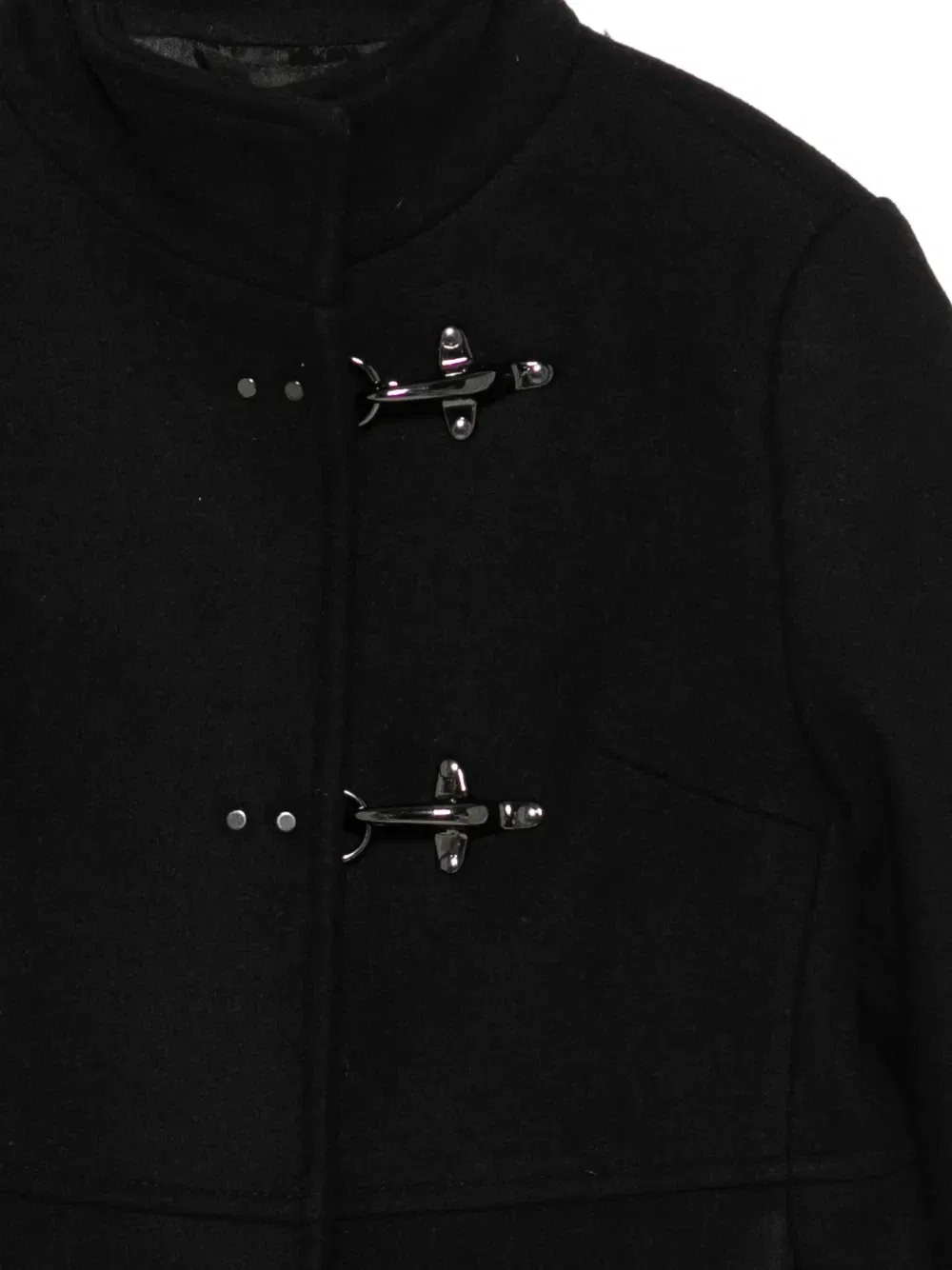Пальто с высоким воротником на застежке-карабине Fay Kids, черный — фото 3