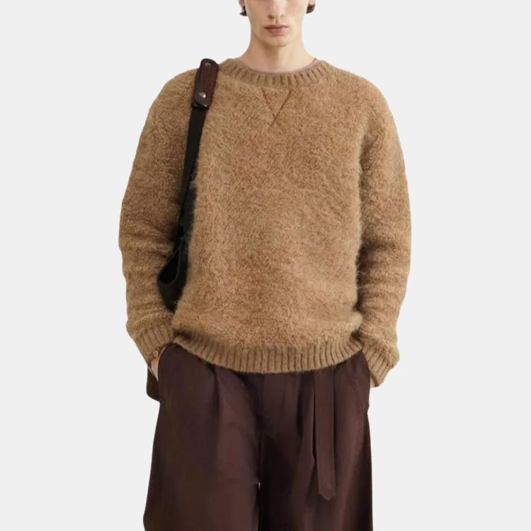 Мужской свитер с круглым вырезом Medium Camel ZARA — фото 4