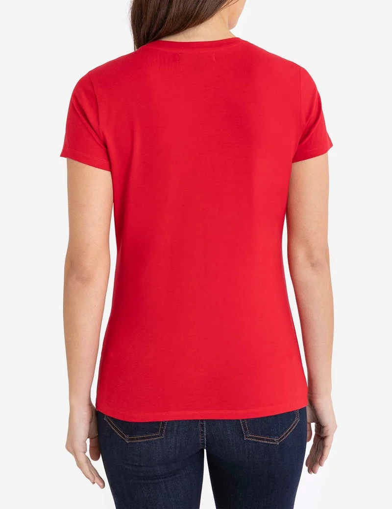 Женская футболка U.S. Polo Assn. Crew Neck, ярко-красный — фото 2