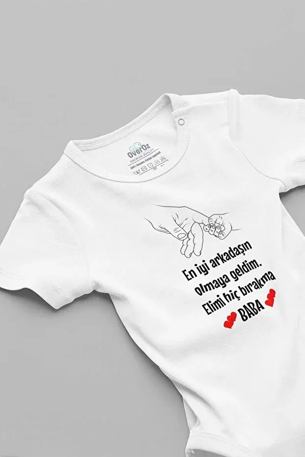 Детское боди с коротким рукавом с принтом Dad Overoz, White