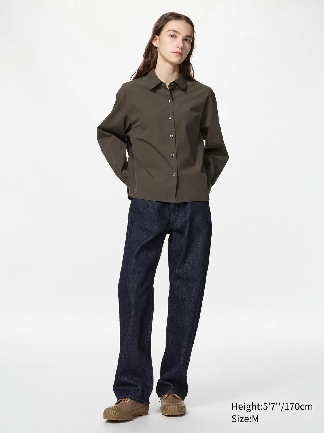 Рубашка Uniqlo, хлопковая, объемные рукава, белый — фото 2