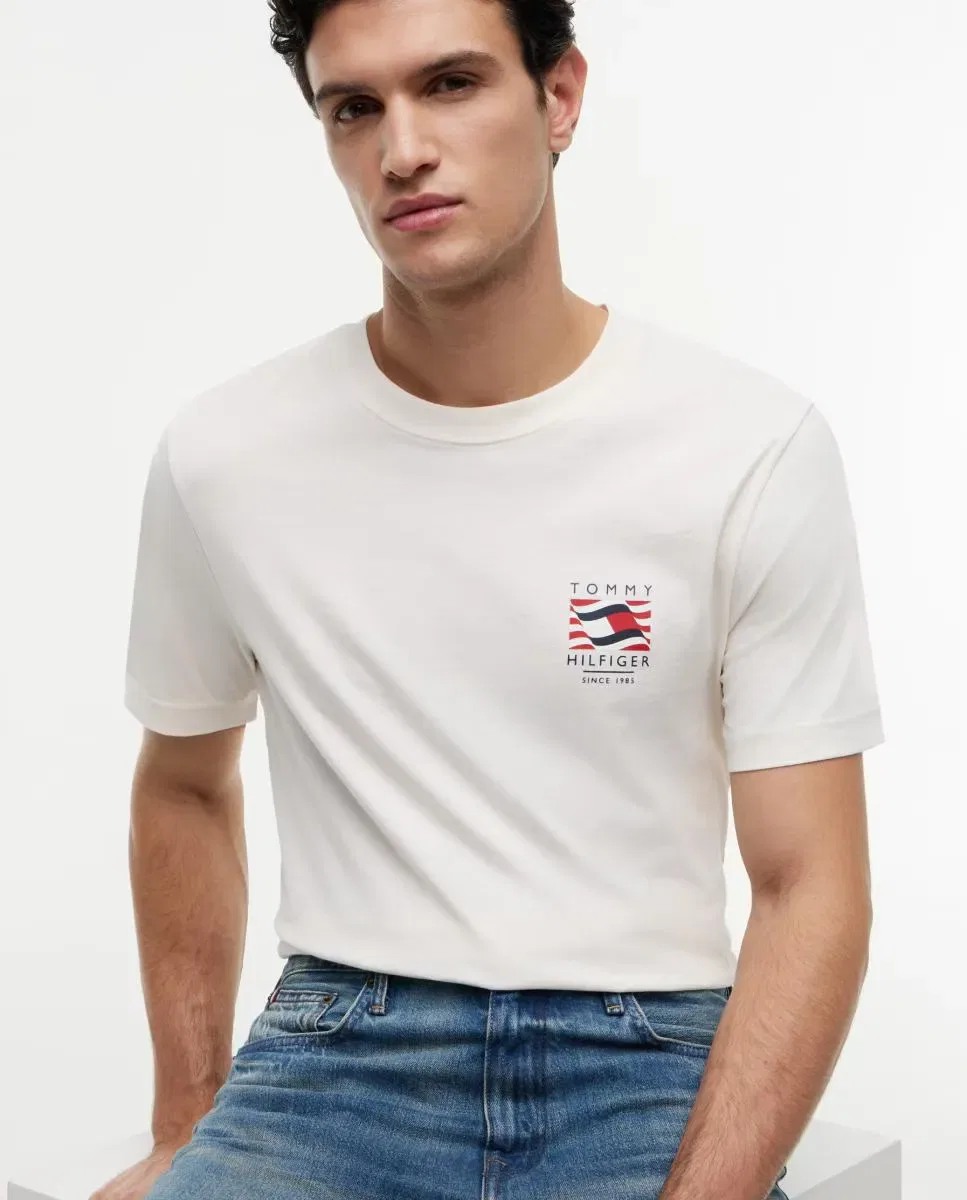 Мужская футболка с принтом Tommy Hilfiger, Blanco Roto — фото 3