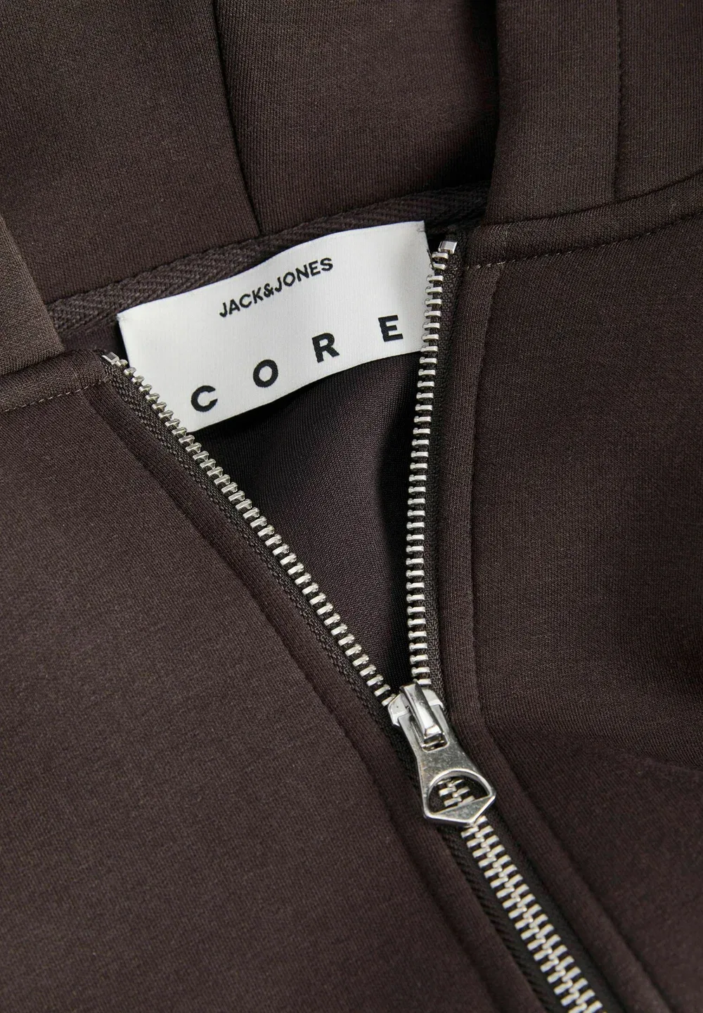 Толстовка с капюшоном, однотонная, для подростков - на молнии Jack & Jones Junior, Chocolate Torte — фото 3