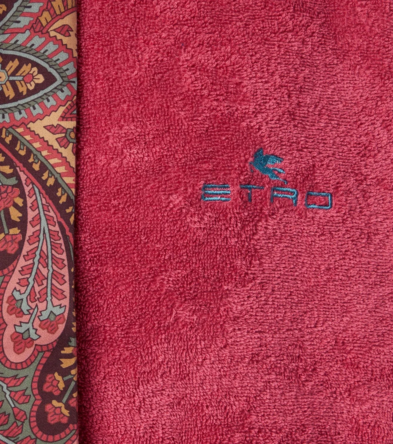 Банный халат махровый с узором пейсли Etro, бордовый — фото 2
