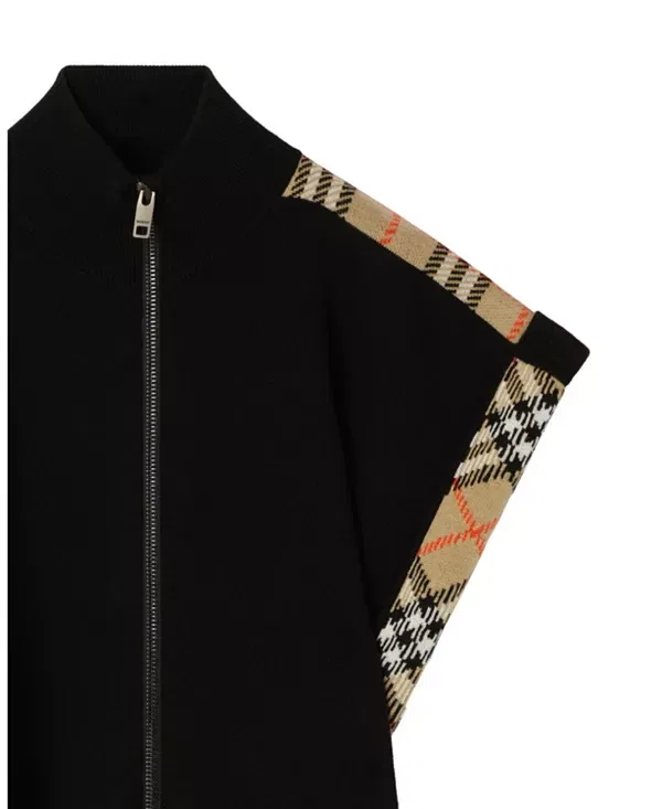 Детское пальто для девочек с клетчатой отделкой Check Trim Burberry, черный — фото 3