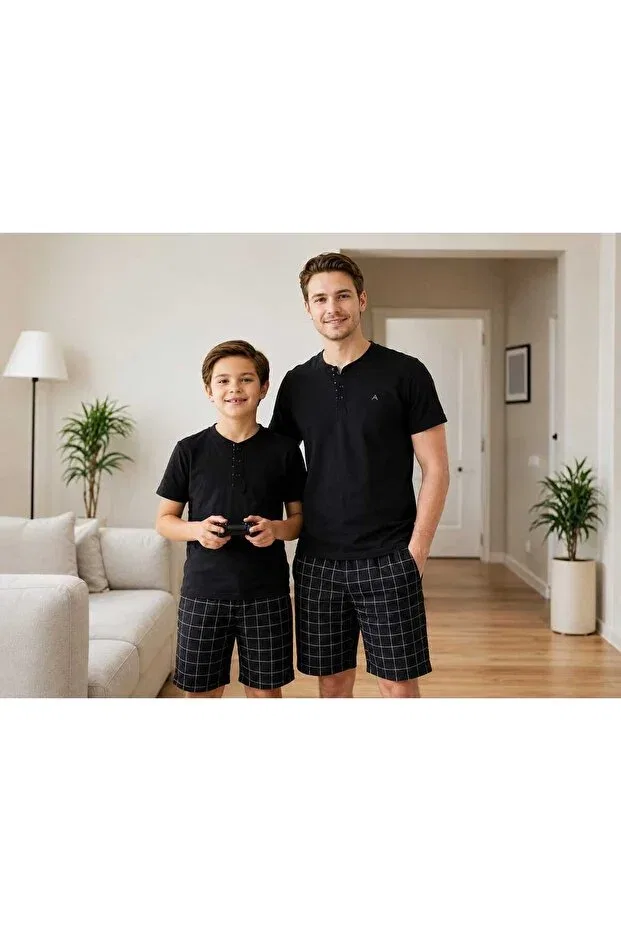 Детская пижама-комплект для мальчиков с коротким рукавом Tarık Homewear, Black — фото 2