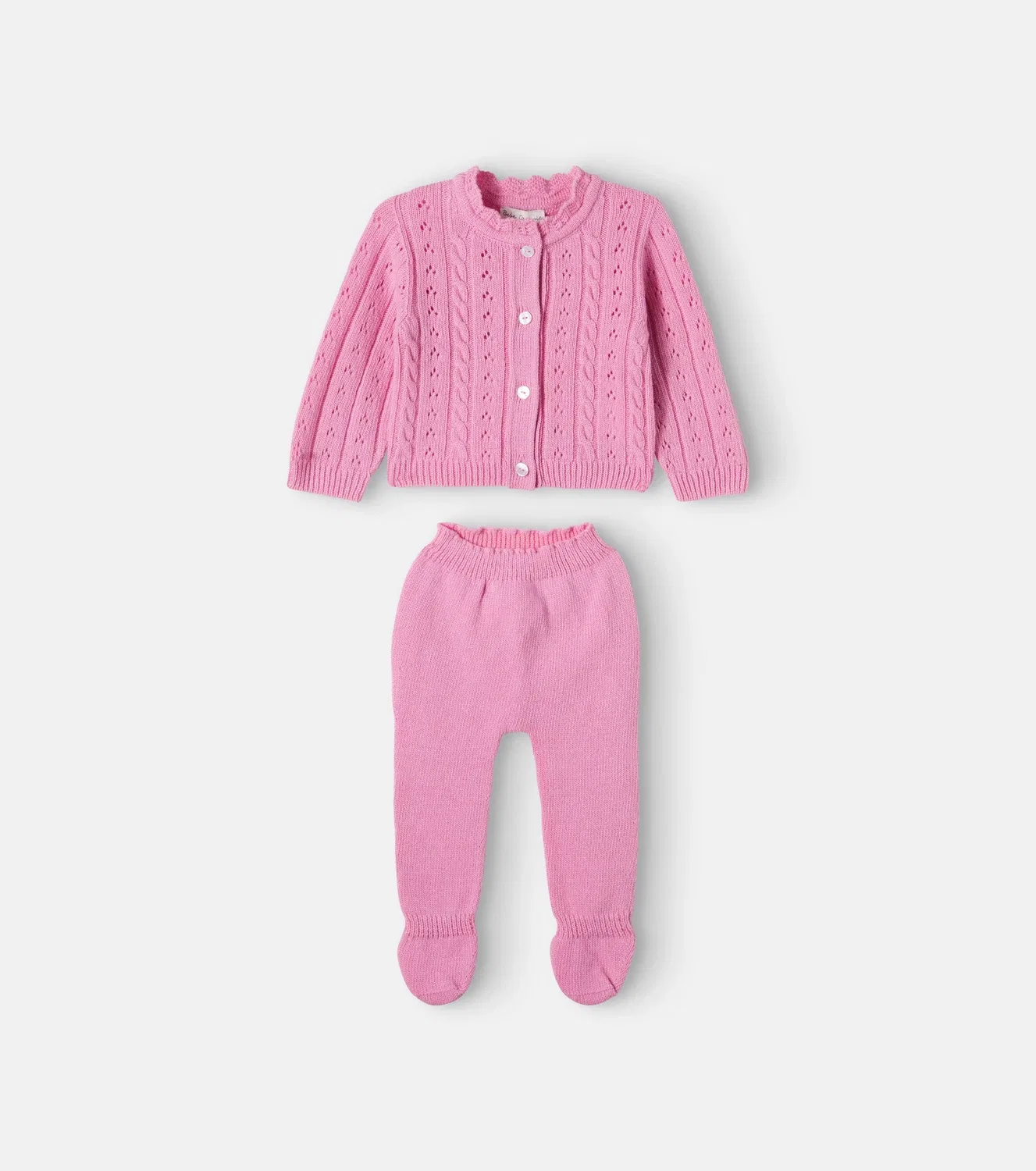 Комплект из кардигана и леггинсов Candy Pointelle Knit Bebe Organic, розовый — фото 4