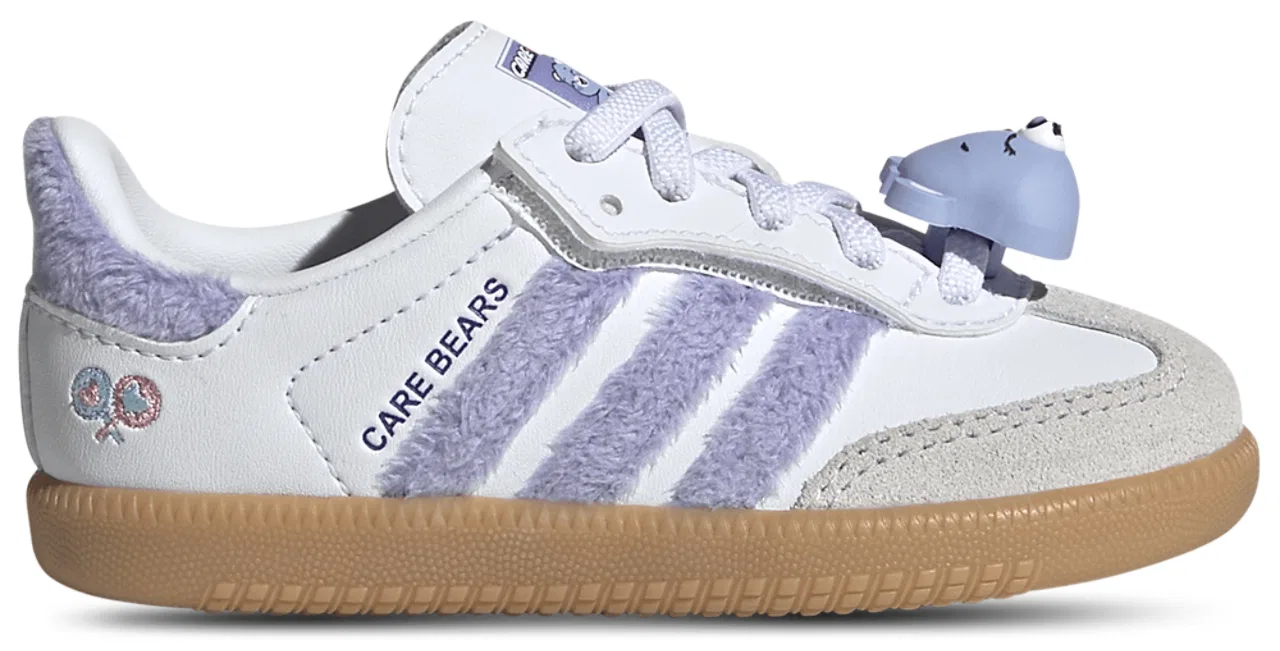 Детские кроссовки для девочек с кожаным верхом Adidas Originals Samba, Light Purple/Footwear White/Blue Dawn