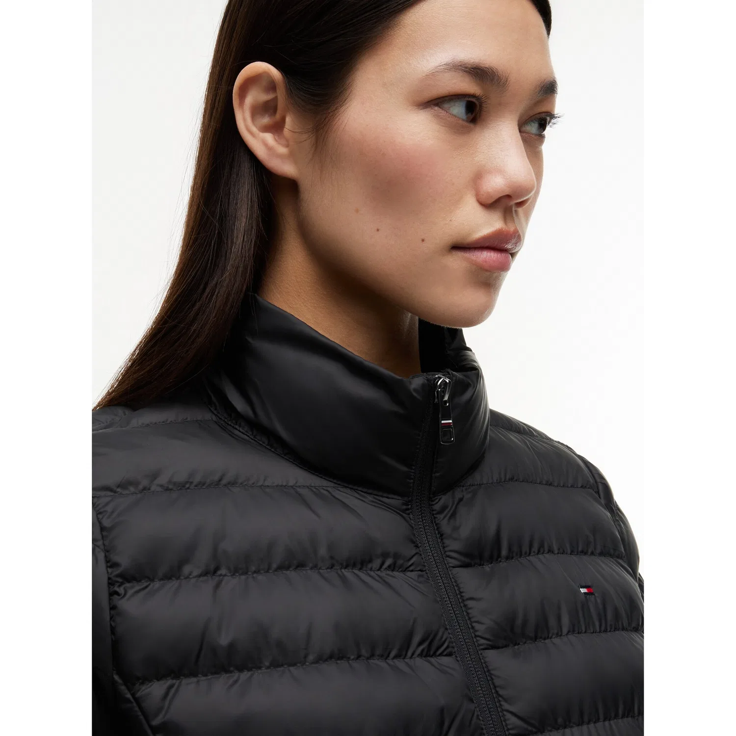 Женская стеганая куртка с капюшоном Global Stripe Tommy Hilfiger, Black — фото 3
