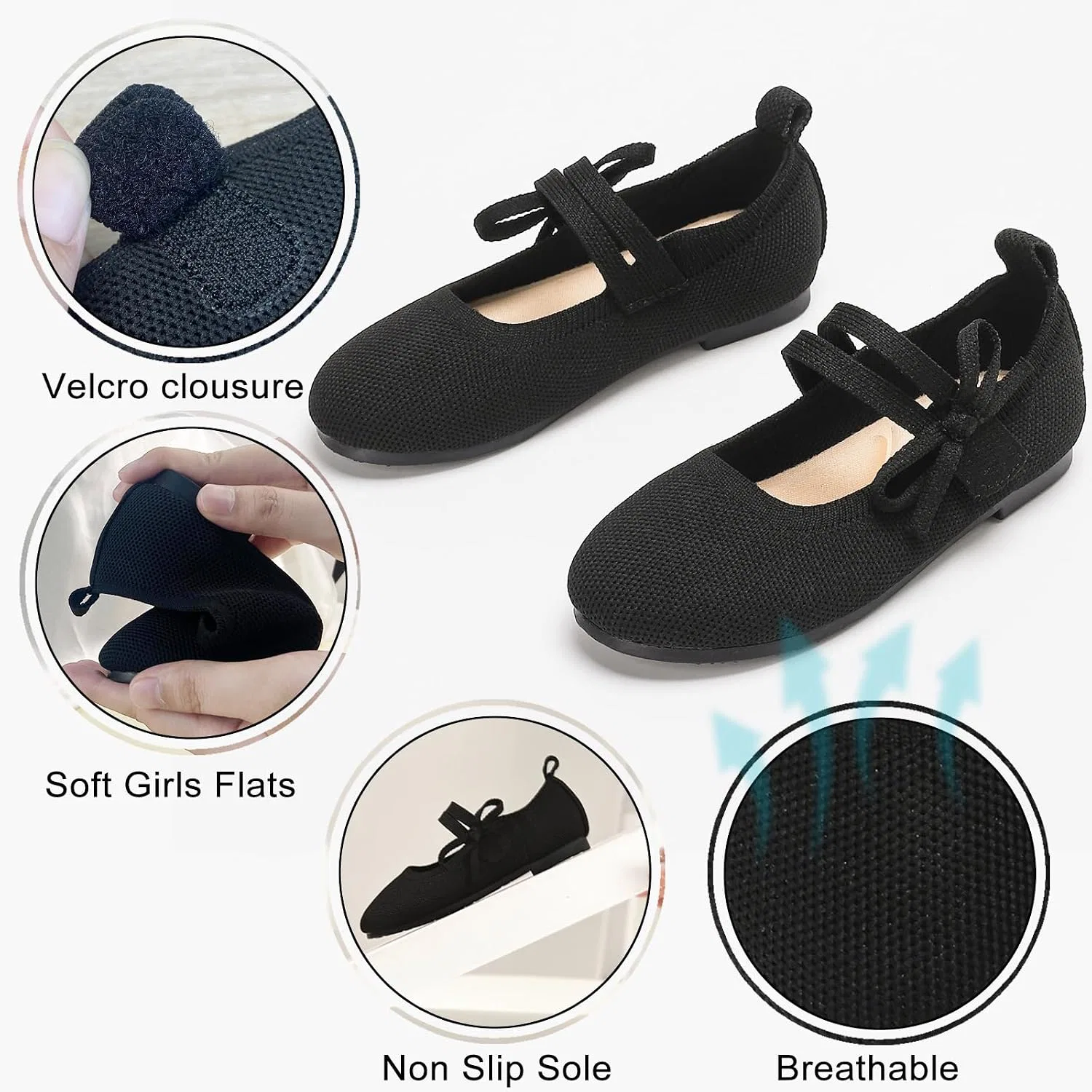 Детские туфли Мэри Джейн для девочек с принтом Fv8suxie, Black — фото 4