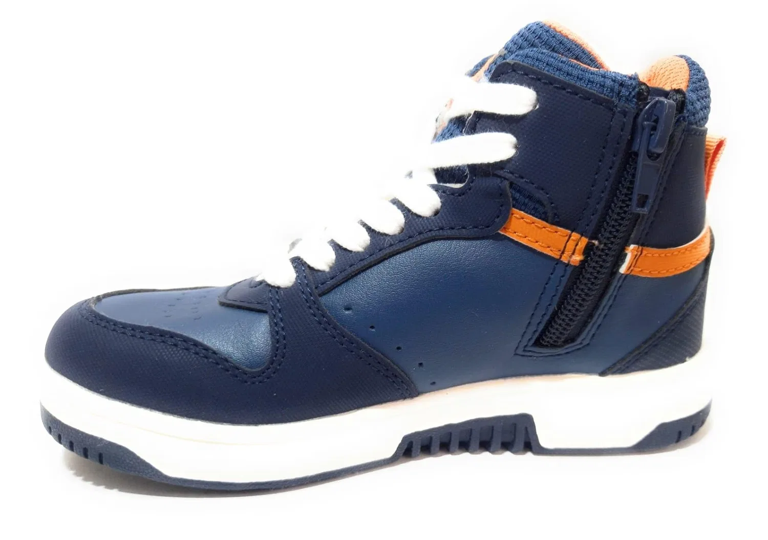 Детские кроссовки для мальчиков высокие Lotto Rocket 1 AMF II High PRT CL, Blue Orange — фото 2