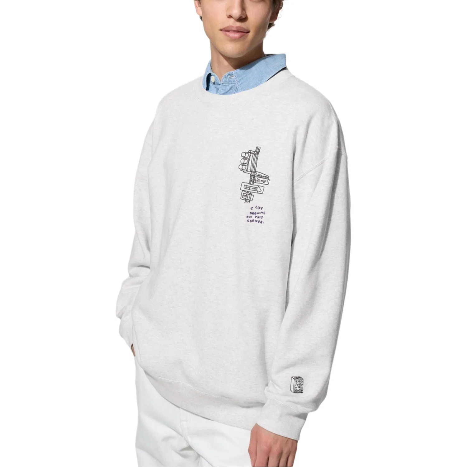 Детский свитшот с принтом Jason Polan UNIQLO, Light Gray — фото 4