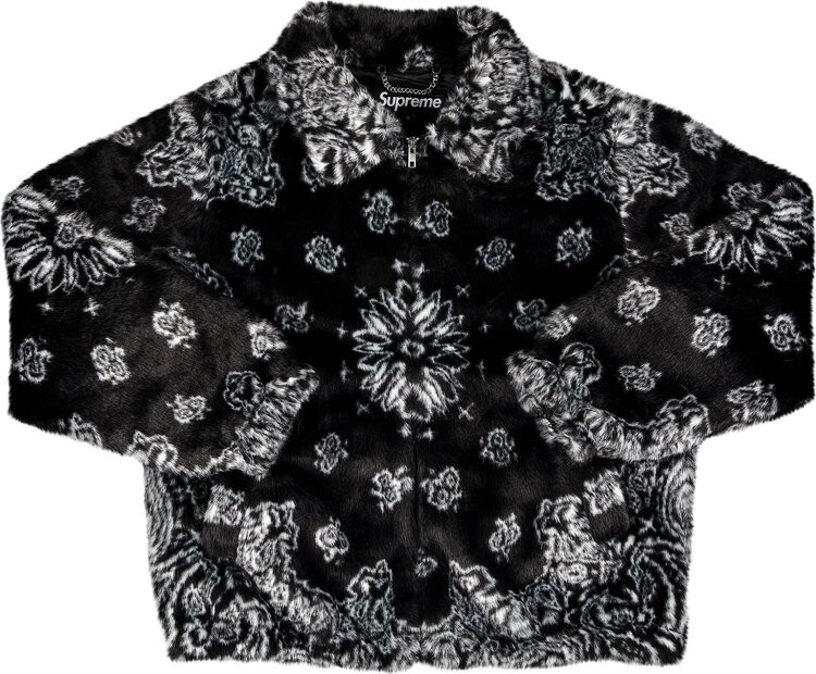

Куртка Supreme Bandana Faux Fur Bomber Jacket 'Black', черный