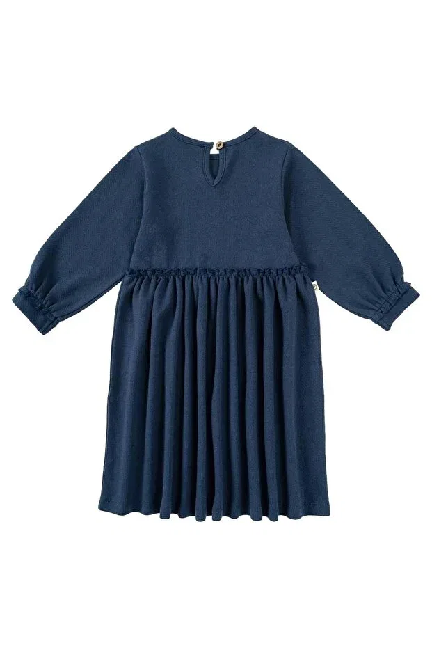 Детское платье для девочек хлопковое Frilly dress Little Gusto, Navy Blue — фото 4